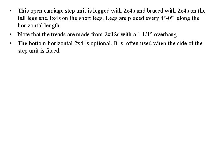  • This open carriage step unit is legged with 2 x 4 s