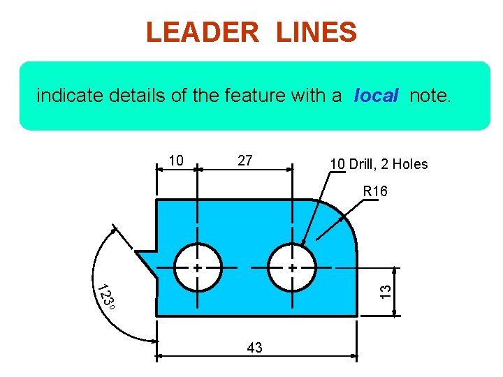 LEADER LINES indicate details of the feature with a local note. 10 27 10