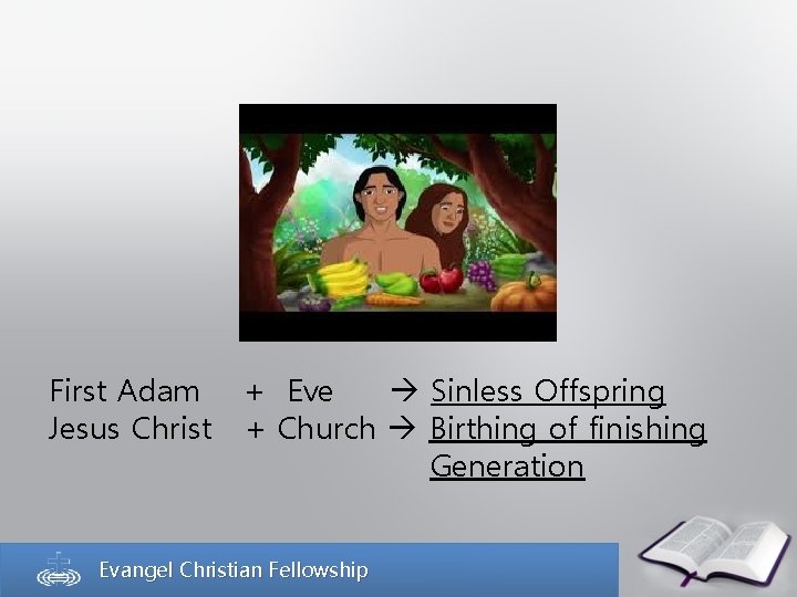 First Adam Jesus Christ + Eve Sinless Offspring + Church Birthing of finishing Generation