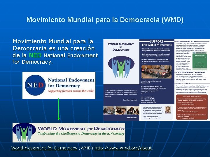 Movimiento Mundial para la Democracia (WMD) Movimiento Mundial para la Democracia es una creación