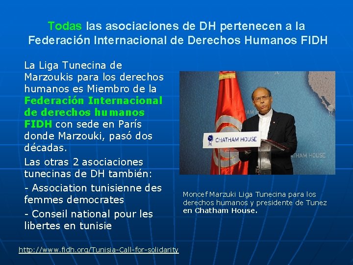 Todas las asociaciones de DH pertenecen a la Federación Internacional de Derechos Humanos FIDH