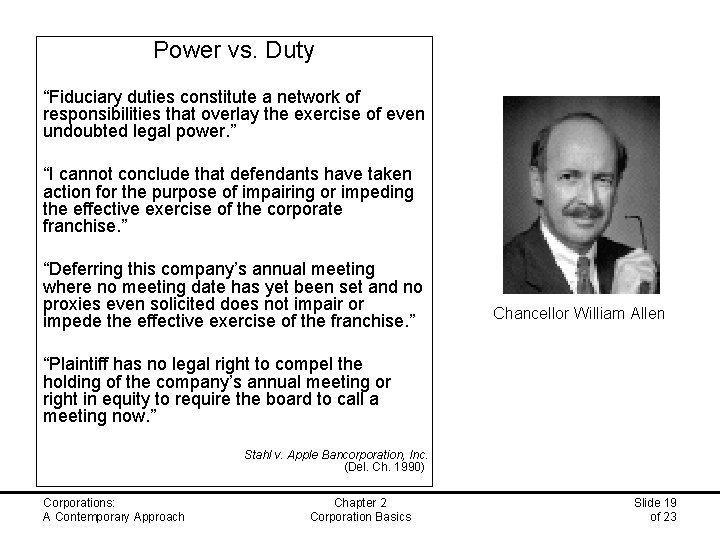 Power vs. Duty “Fiduciary duties constitute a network of responsibilities that overlay the exercise