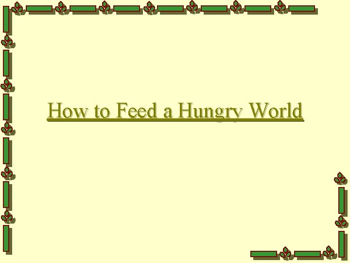 How to Feed a Hungry World 