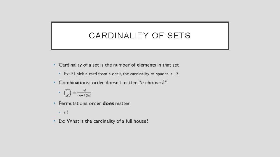 CARDINALITY OF SETS • 