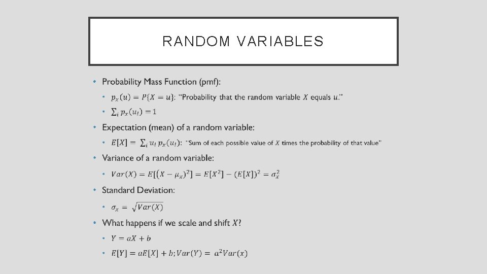 RANDOM VARIABLES • 