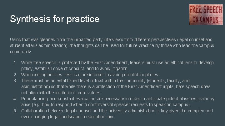 Synthesis for practice Using that was gleaned from the impacted party interviews from different Synthesis for practice Using that was gleaned from the impacted party interviews from different