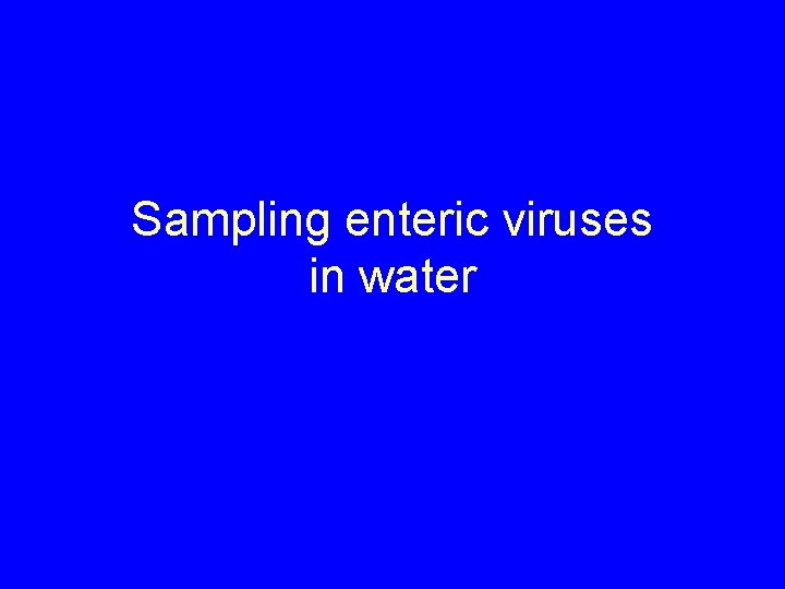 Sampling enteric viruses in water 