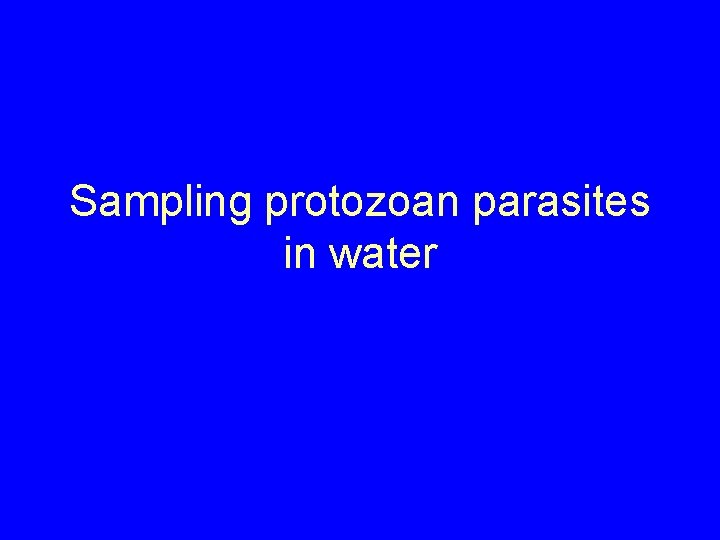 Sampling protozoan parasites in water 