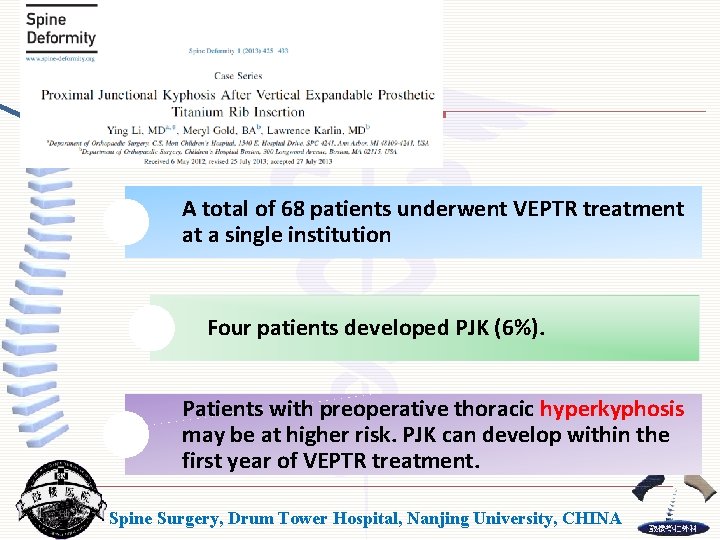 A total of 68 patients underwent VEPTR treatment at a single institution Four patients