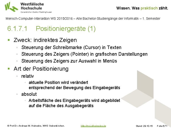 Wissen. Was praktisch zählt. Mensch-Computer-Interaktion WS 2015/2016 – Alle Bachelor-Studiengänge der Informatik – 1.