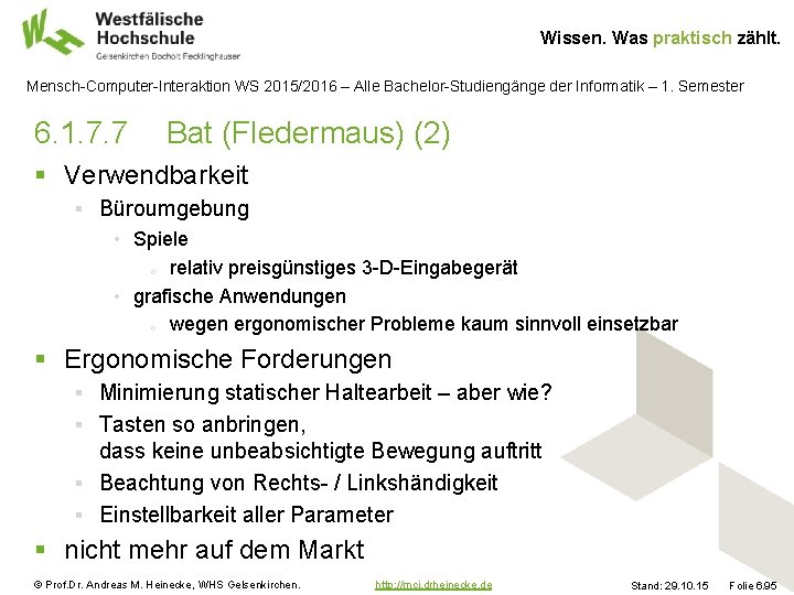 Wissen. Was praktisch zählt. Mensch-Computer-Interaktion WS 2015/2016 – Alle Bachelor-Studiengänge der Informatik – 1.