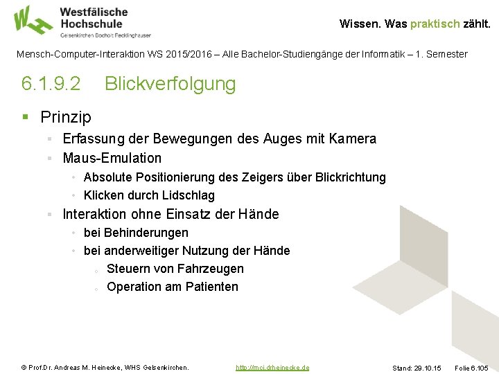 Wissen. Was praktisch zählt. Mensch-Computer-Interaktion WS 2015/2016 – Alle Bachelor-Studiengänge der Informatik – 1.