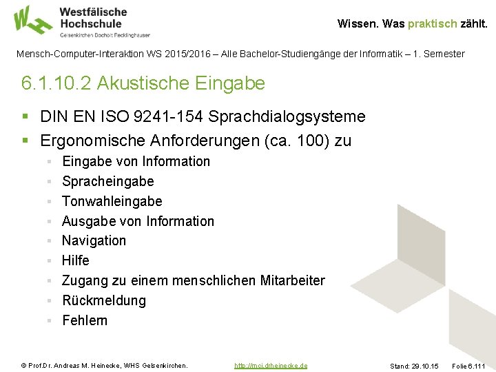 Wissen. Was praktisch zählt. Mensch-Computer-Interaktion WS 2015/2016 – Alle Bachelor-Studiengänge der Informatik – 1.