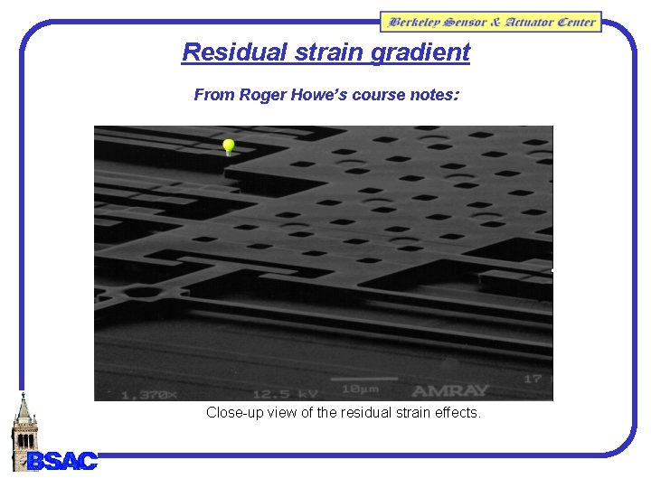 Residual strain gradient From Roger Howe’s course notes: Close-up view of the residual strain Residual strain gradient From Roger Howe’s course notes: Close-up view of the residual strain