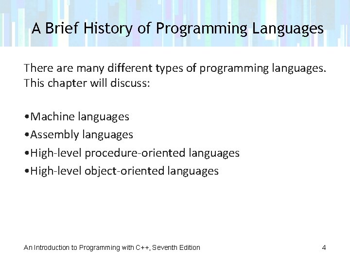 A Brief History of Programming Languages There are many different types of programming languages.