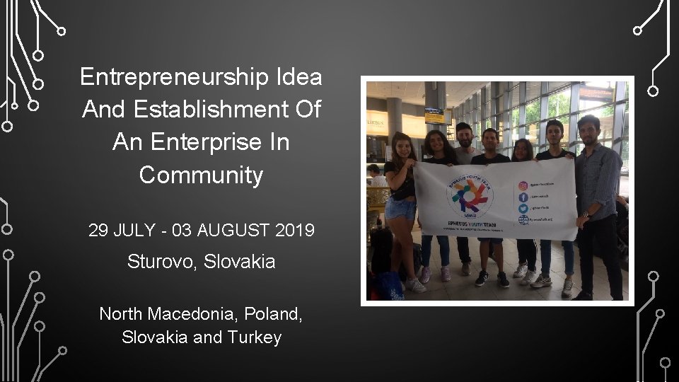 Entrepreneurship Idea And Establishment Of An Enterprise In Community 29 JULY - 03 AUGUST