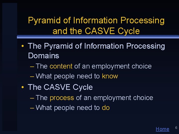 Pyramid of Information Processing and the CASVE Cycle • The Pyramid of Information Processing