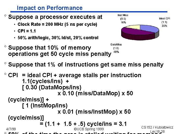 Impact on Performance ° Suppose a processor executes at • Clock Rate = 200