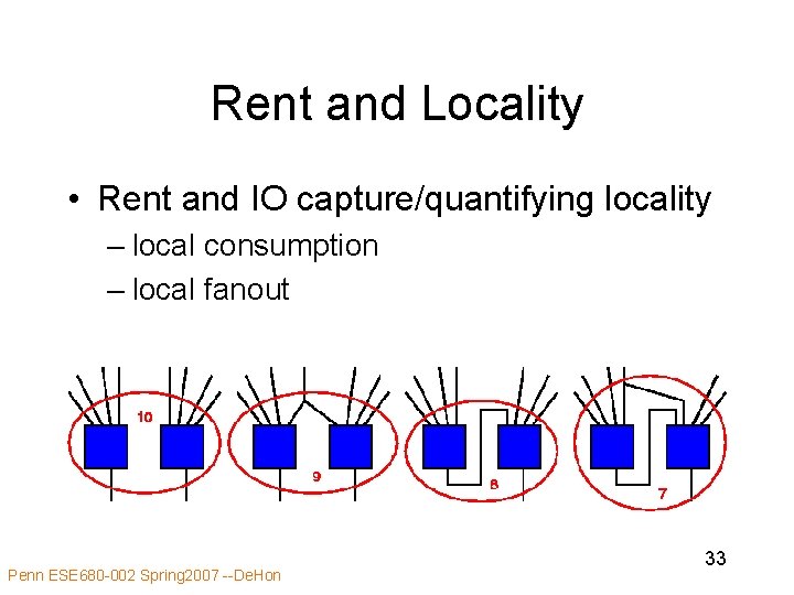 Rent and Locality • Rent and IO capture/quantifying locality – local consumption – local Rent and Locality • Rent and IO capture/quantifying locality – local consumption – local