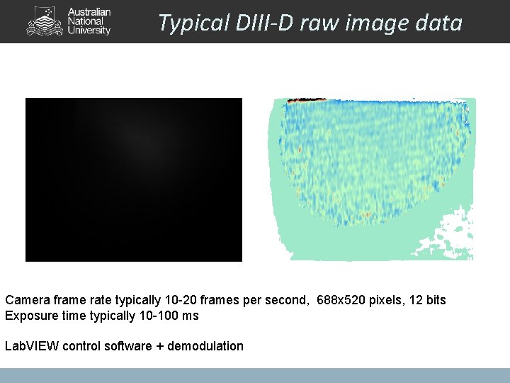 Typical DIII-D raw image data Camera frame rate typically 10 -20 frames per second,