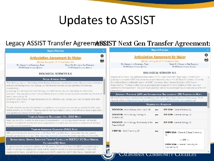 Updates to ASSIST Legacy ASSIST Transfer Agreement: ASSIST Next Gen Transfer Agreement: 