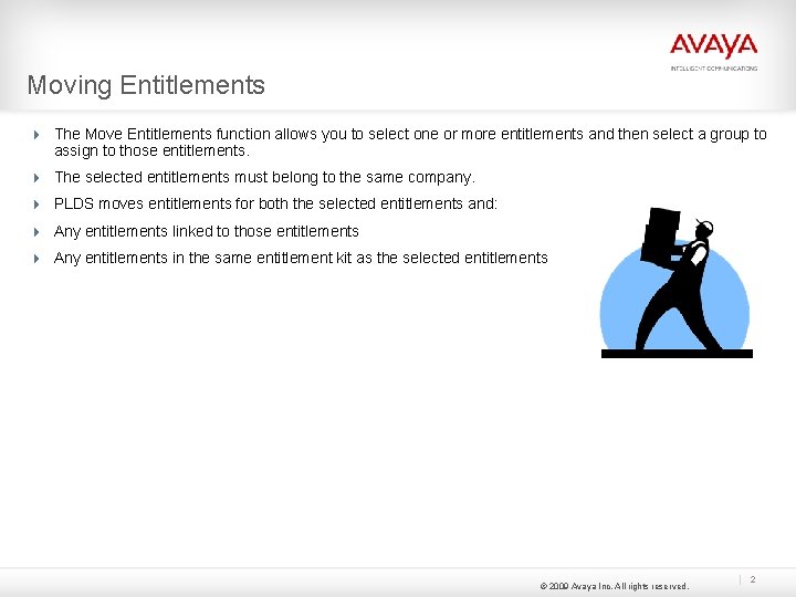 Moving Entitlements 4 The Move Entitlements function allows you to select one or more