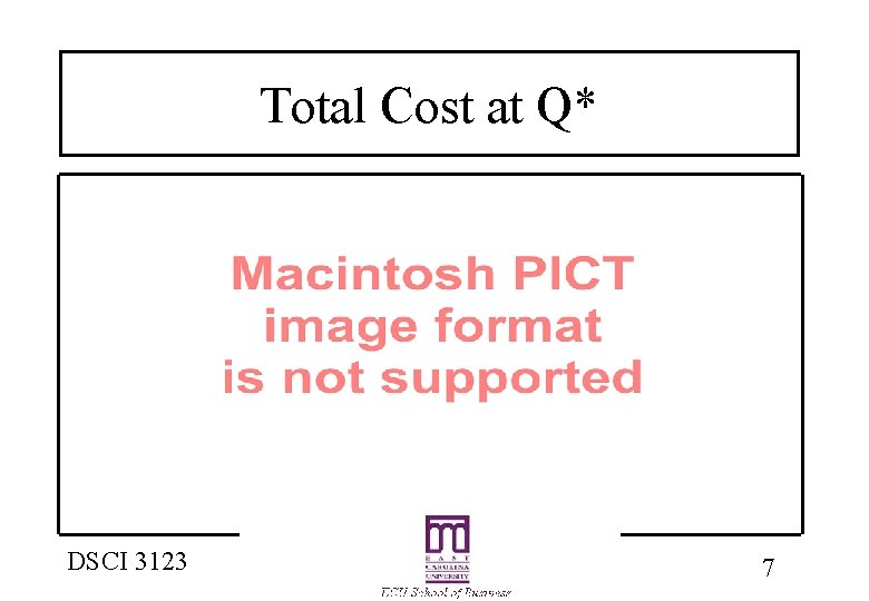 Total Cost at Q* DSCI 3123 7 