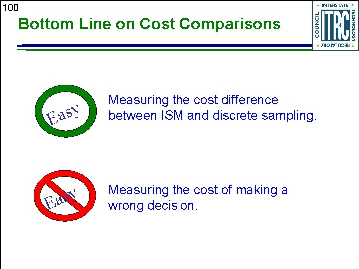 100 Bottom Line on Cost Comparisons y s a E Measuring the cost difference