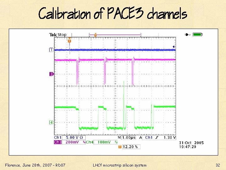 Calibration of PACE 3 channels Florence, June 28 th, 2007 - RD 07 LHCf