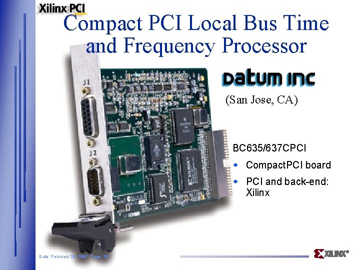 Compact PCI Local Bus Time and Frequency Processor (San Jose, CA) BC 635/637 CPCI