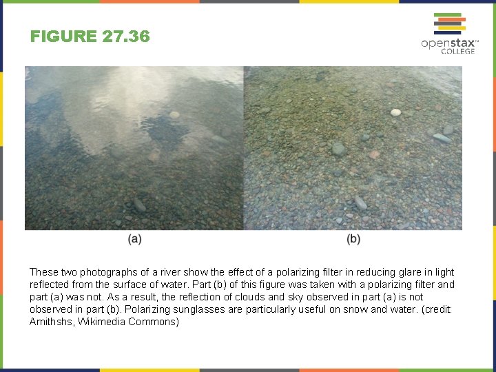 FIGURE 27. 36 These two photographs of a river show the effect of a