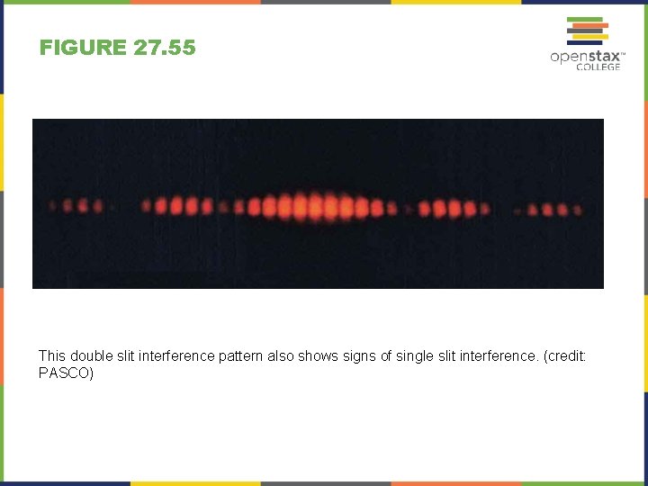 FIGURE 27. 55 This double slit interference pattern also shows signs of single slit