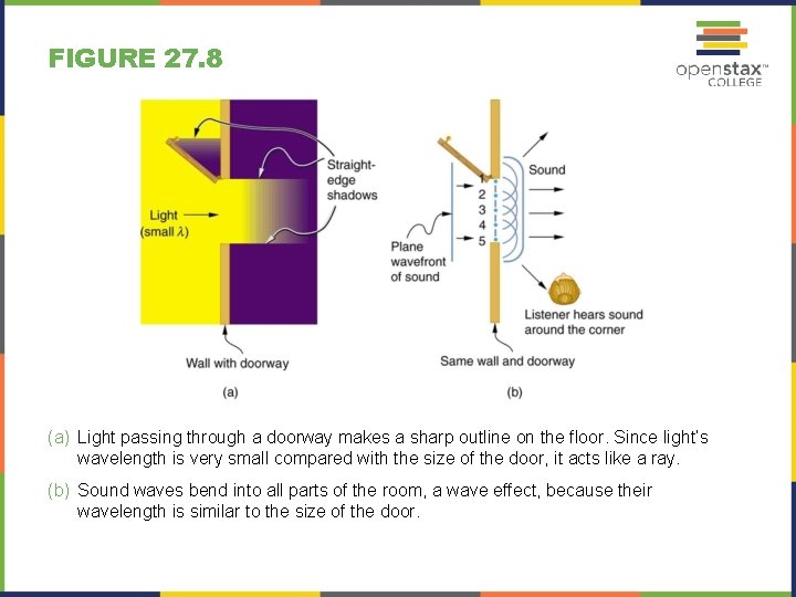 FIGURE 27. 8 (a) Light passing through a doorway makes a sharp outline on