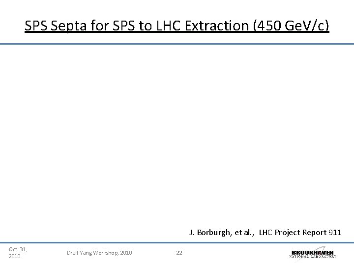 SPS Septa for SPS to LHC Extraction (450 Ge. V/c) J. Borburgh, et al.