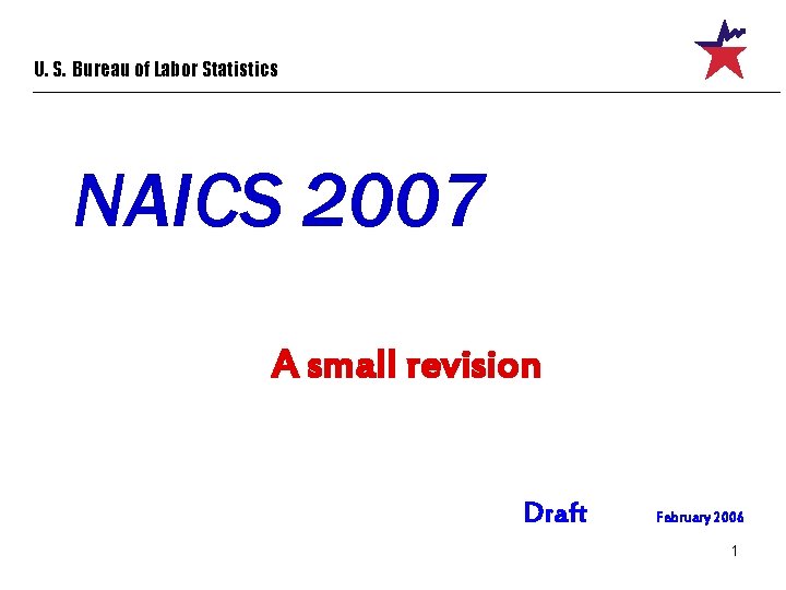 U. S. Bureau of Labor Statistics NAICS 2007 A small revision Draft February 2006