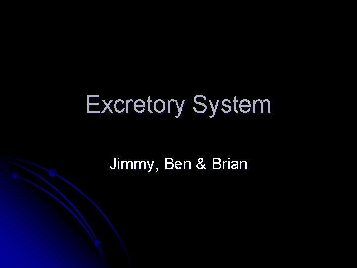 Excretory System Jimmy, Ben & Brian 
