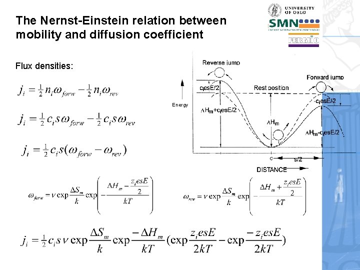 The Nernst-Einstein relation between mobility and diffusion coefficient Flux densities: Energy 
