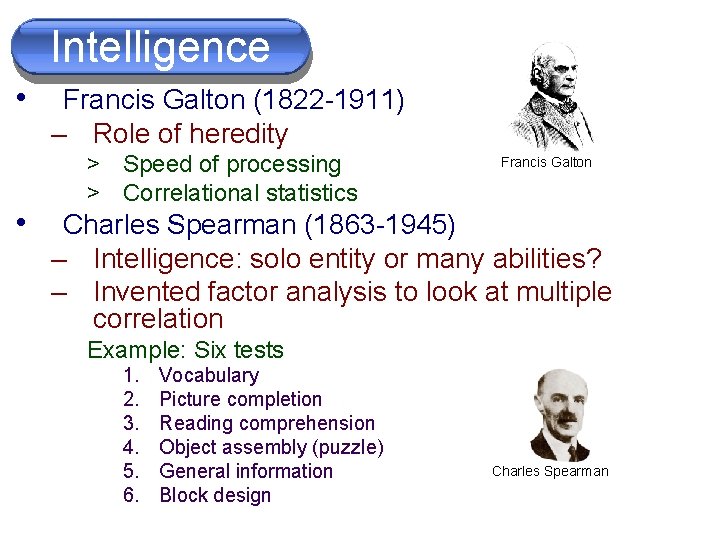  • • Intelligence Decisions Francis Galton (1822 -1911) – Role of heredity >