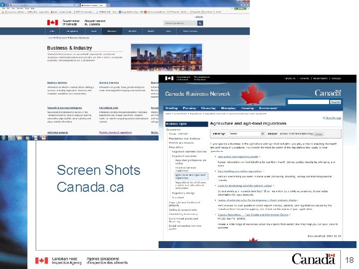 Screen Shots Canada. ca 18 