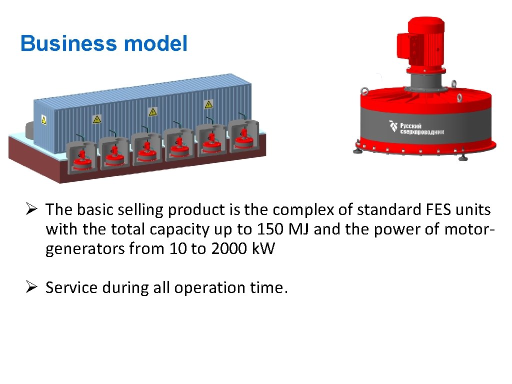 Business model Ø The basic selling product is the complex of standard FES units
