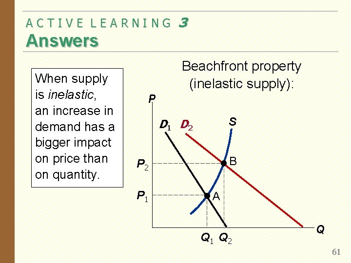 ACTIVE LEARNING 3 Answers When supply is inelastic, an increase in demand has a ACTIVE LEARNING 3 Answers When supply is inelastic, an increase in demand has a