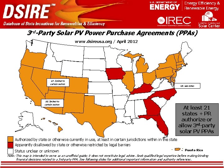 3 rd-Party Solar PV Power Purchase Agreements (PPAs) www. dsireusa. org / April 2012 3 rd-Party Solar PV Power Purchase Agreements (PPAs) www. dsireusa. org / April 2012