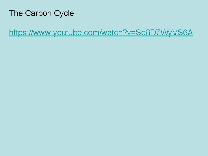 The Carbon Cycle https: //www. youtube. com/watch? v=Sd 8 D 7 Wy. VS 6