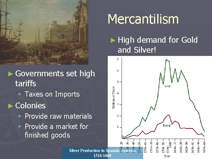 Mercantilism ► High demand for Gold and Silver! ► Governments tariffs set high §