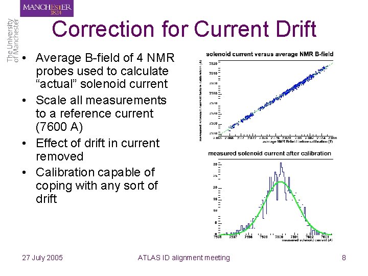 Correction for Current Drift • Average B-field of 4 NMR probes used to calculate