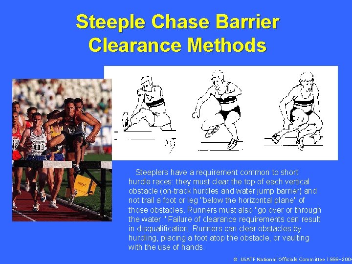 Steeple Chase Barrier Clearance Methods Steeplers have a requirement common to short hurdle races: