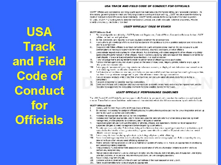 USA Track and Field Code of Conduct for Officials 