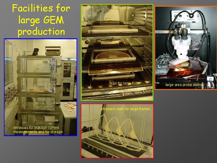 Facilities for large GEM production oven for large foils ultrasonic bath for large frames