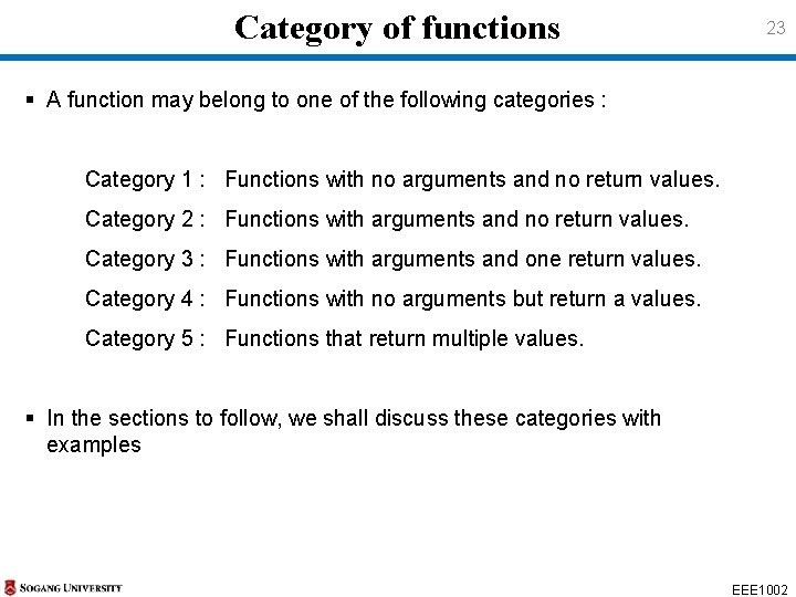 Category of functions 23 § A function may belong to one of the following Category of functions 23 § A function may belong to one of the following