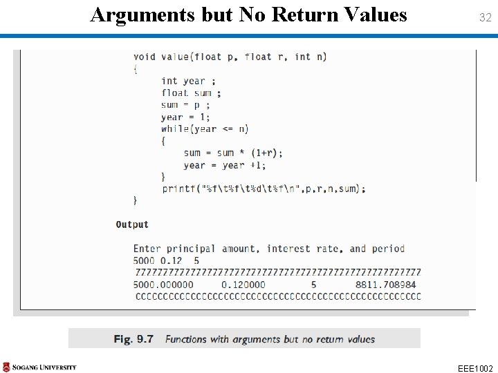 Arguments but No Return Values 32 EEE 1002 Arguments but No Return Values 32 EEE 1002